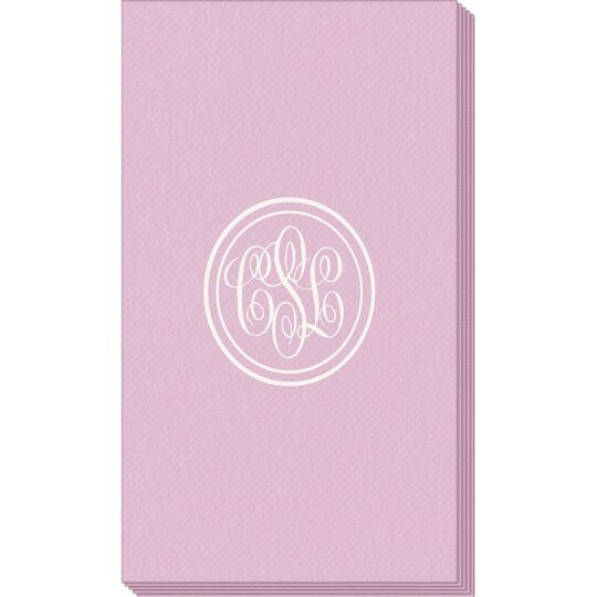 Double Circle Monogram Linen Like Guest Towels